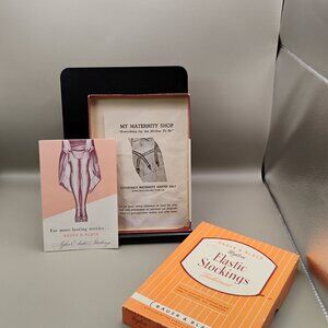Bauer and Black brand Nylon Elastic stockings 1950s EMPTY box with literature